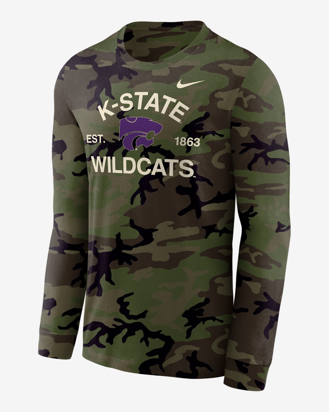 Kansas State Wildcats Legend Men's Nike Dri-FIT Long-Sleeve T-Shirt - Medium Olive/Camo Green