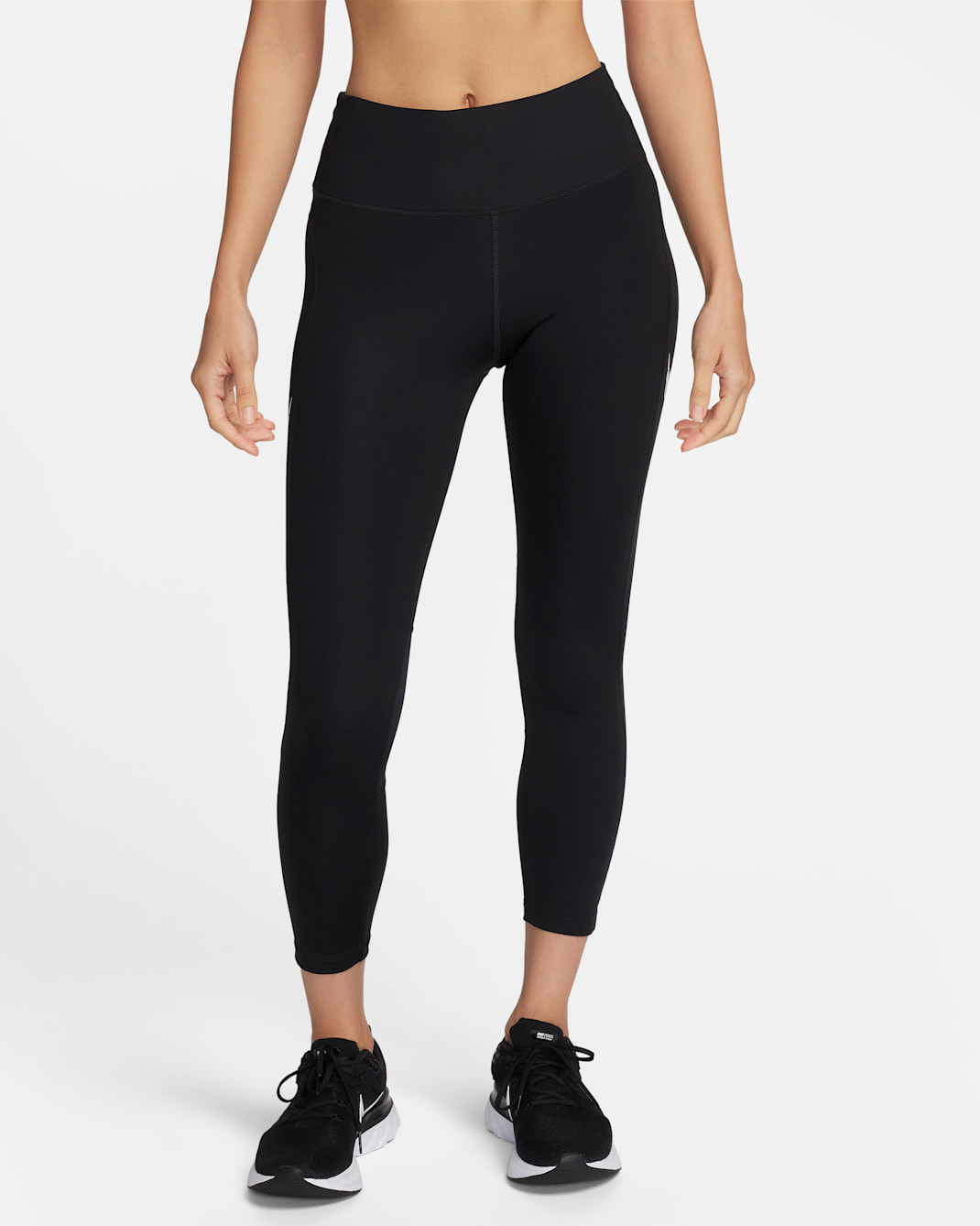 Nike Fast Women's Mid-Rise 7/8 Running Leggings with Pockets - Black/White