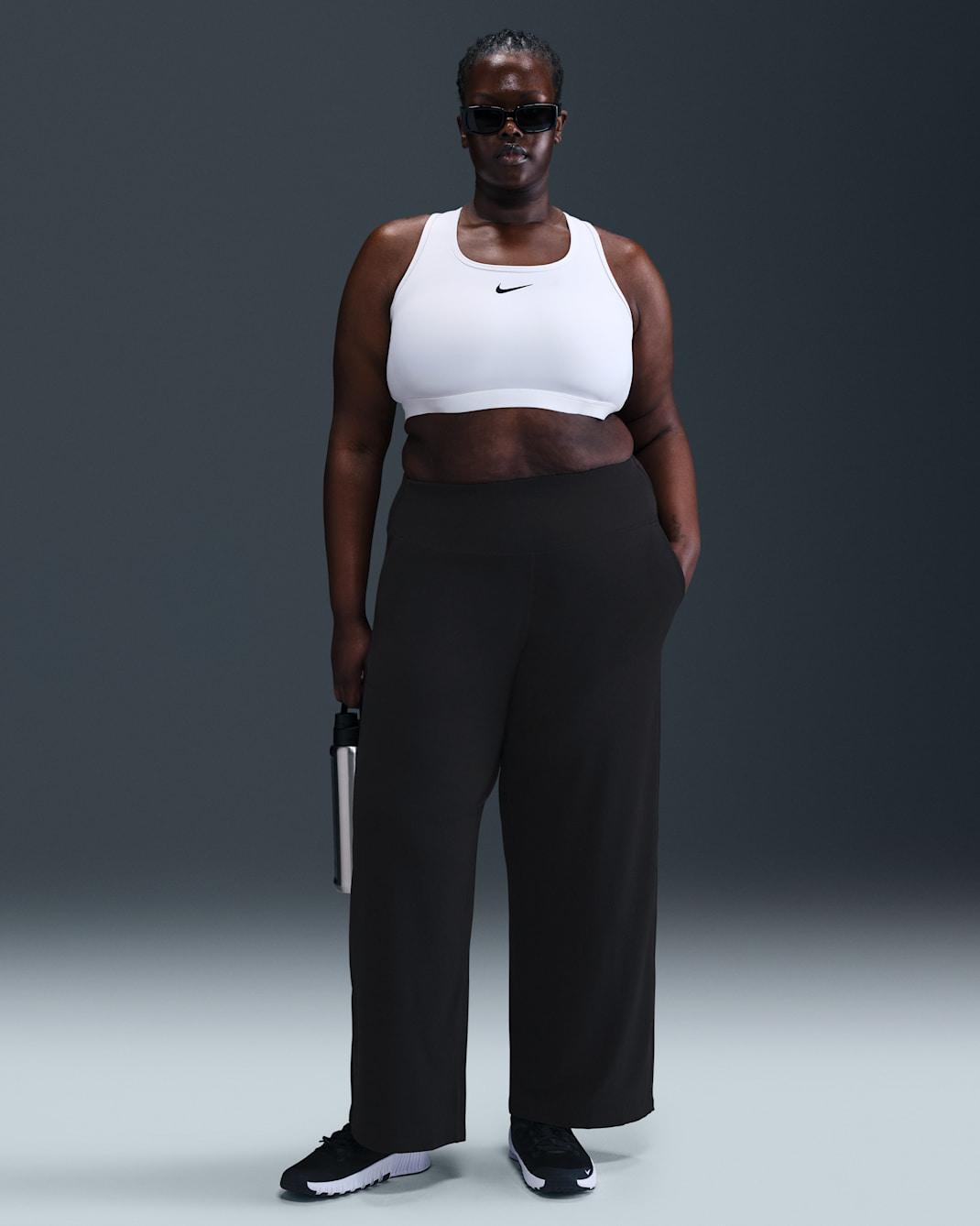 Nike Zenvy Women's Dri-FIT High-Waisted Wide-Leg Pants (Plus Size) - Black/Black
