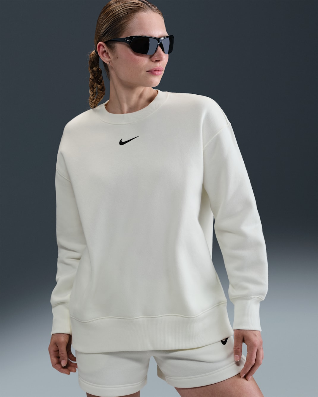 Nike Sportswear Phoenix Fleece Women's Oversized Crew-Neck Sweatshirt - Sail/Black