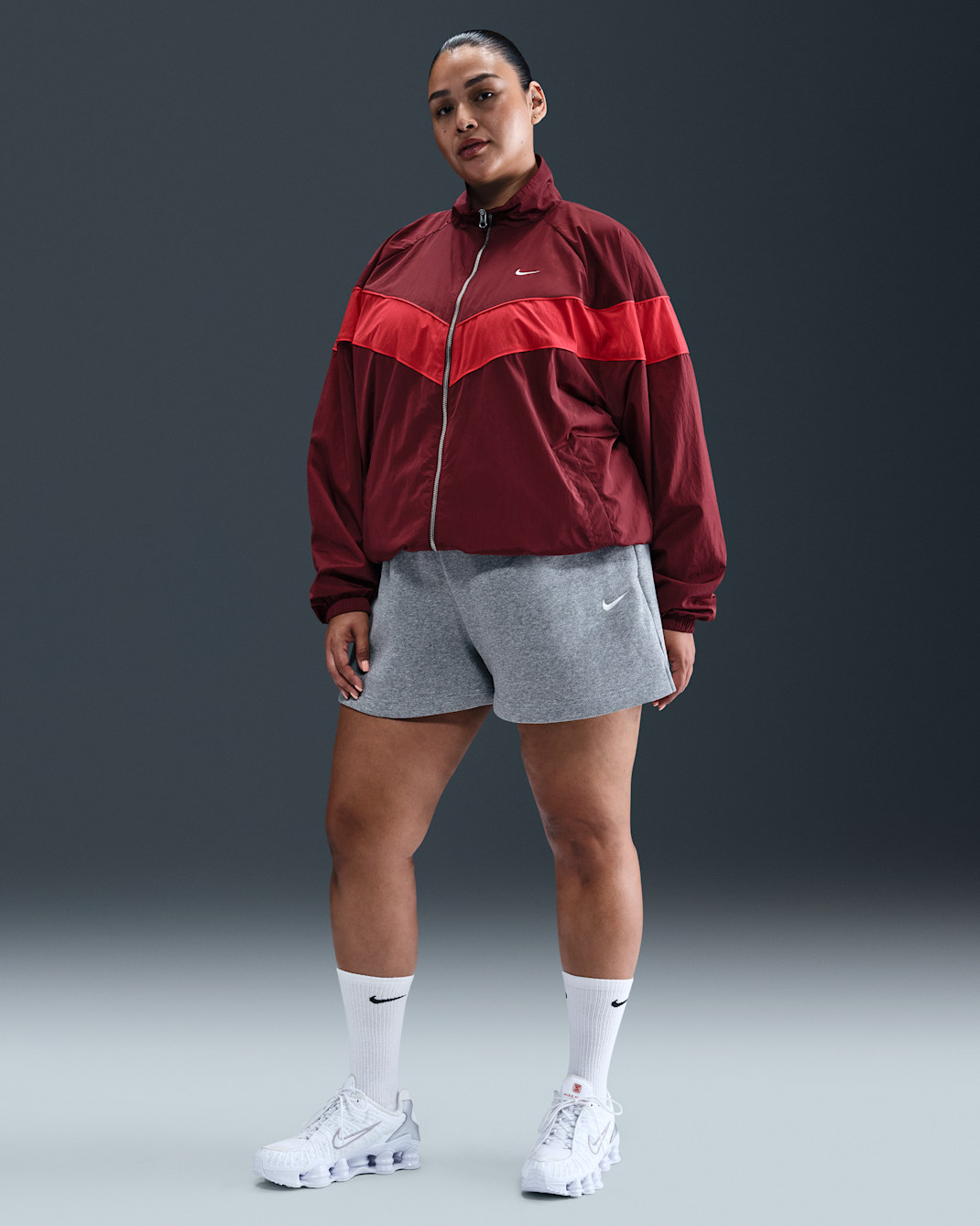 Nike Sportswear Phoenix Fleece Women's Mid-Rise 4" Shorts (Plus Size) - Dark Grey Heather/Sail