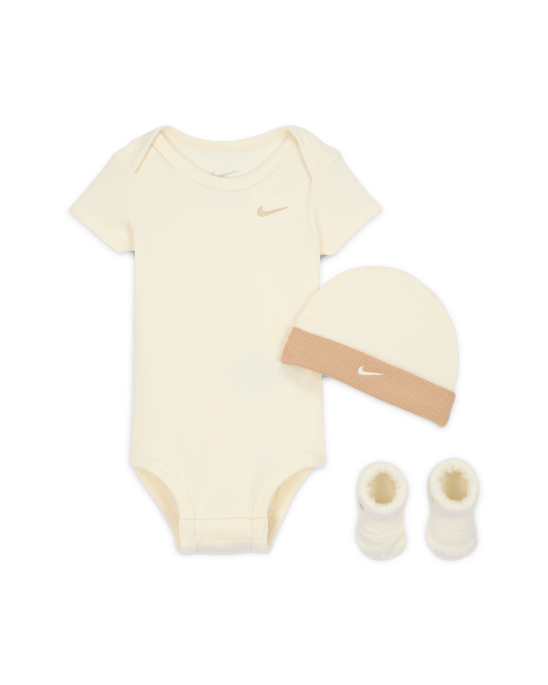 Nike Baby (6-12M) Waffle Knit Bodysuit 3-Piece Set - Pale Ivory