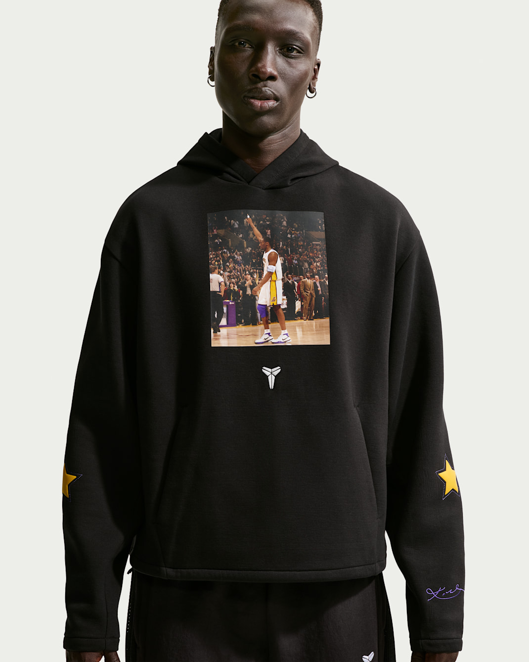 Felpa pullover da basket in fleece con cappuccio Dri-FIT Kobe – Uomo - Nero/Bianco