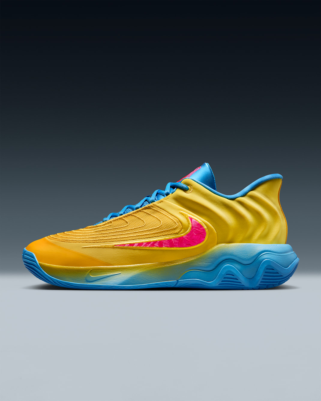 Tenis de básquetbol Giannis Immortality 4 "Candy Funhouse" - Relámpago/Azul universitario/Voltio ligero/Hiperrosa