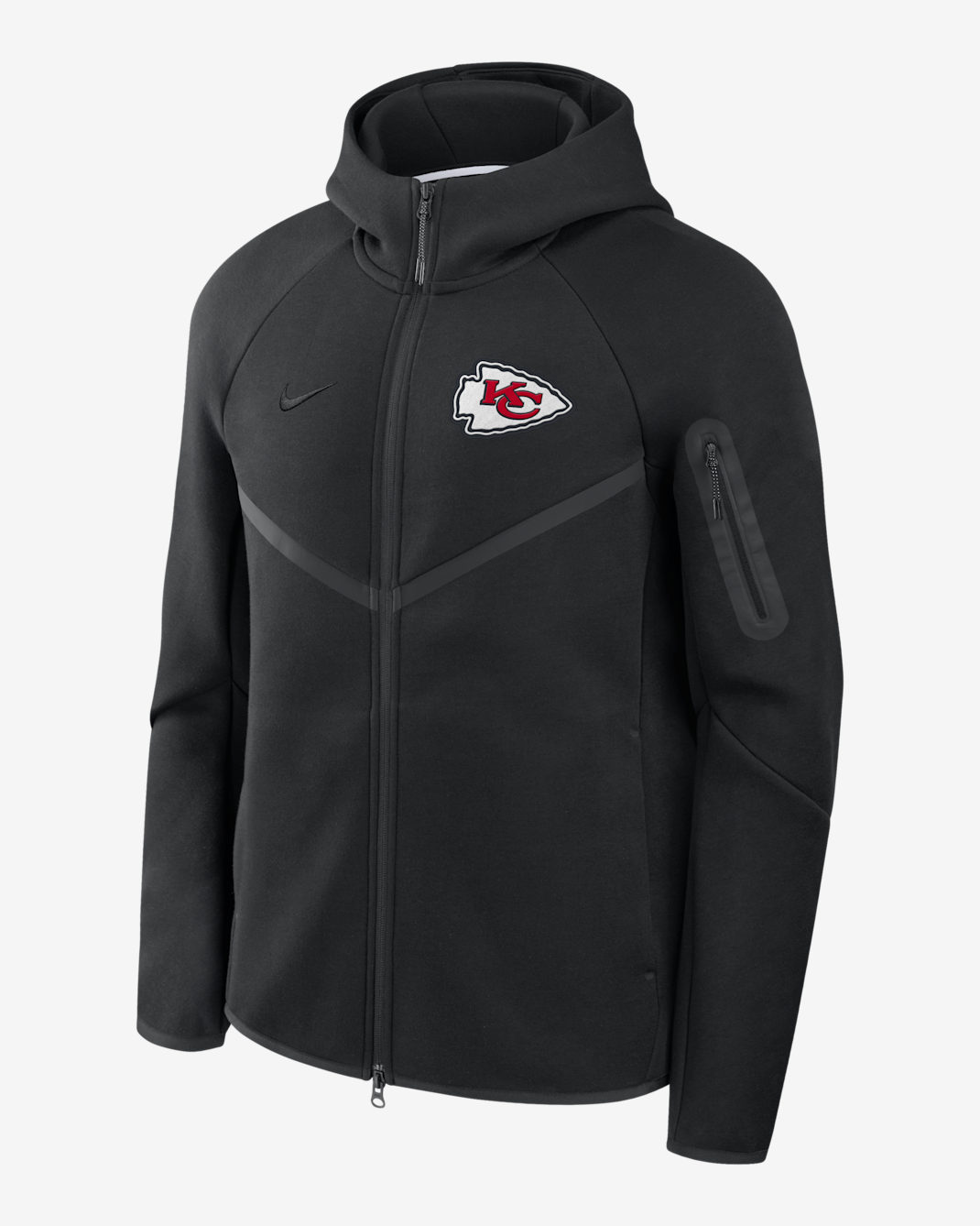 Kansas City Chiefs Tech Fleece Windrunner Men's Nike NFL Full-Zip Hooded Jacket - Black/Black