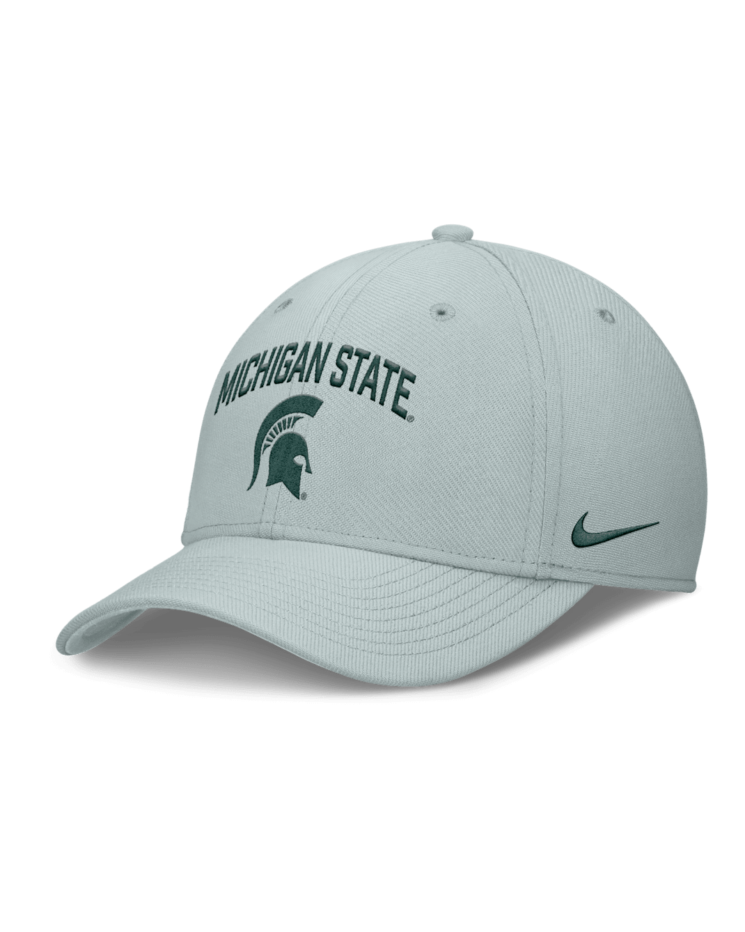 Gorra universitaria Nike Dri-FIT para hombre Michigan State On-Field Rise Swoosh - Plata