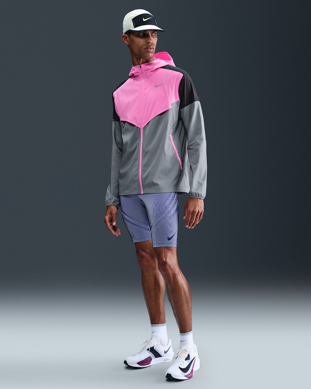 Nike AeroSwift Men's Dri-FIT ADV Running 1/2-Length Tights - Persian Violet/Ghost/Black/Blue Void