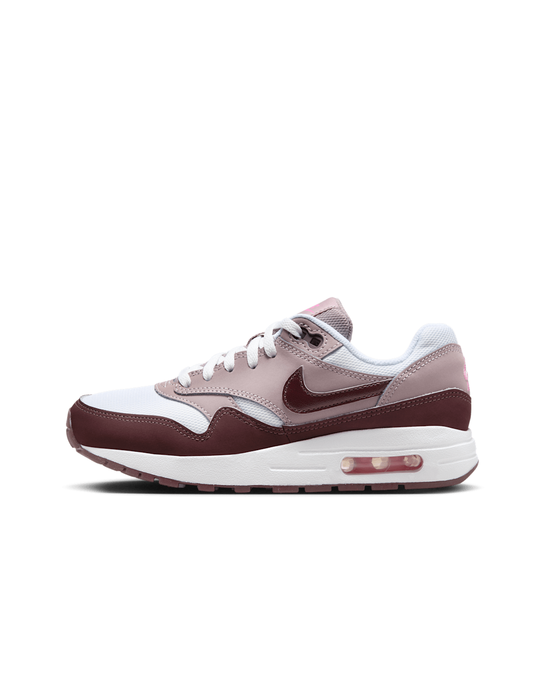 Air Max 1 大童鞋款 - 白色/Light Violet Ore/Playful Pink/Burgundy Crush