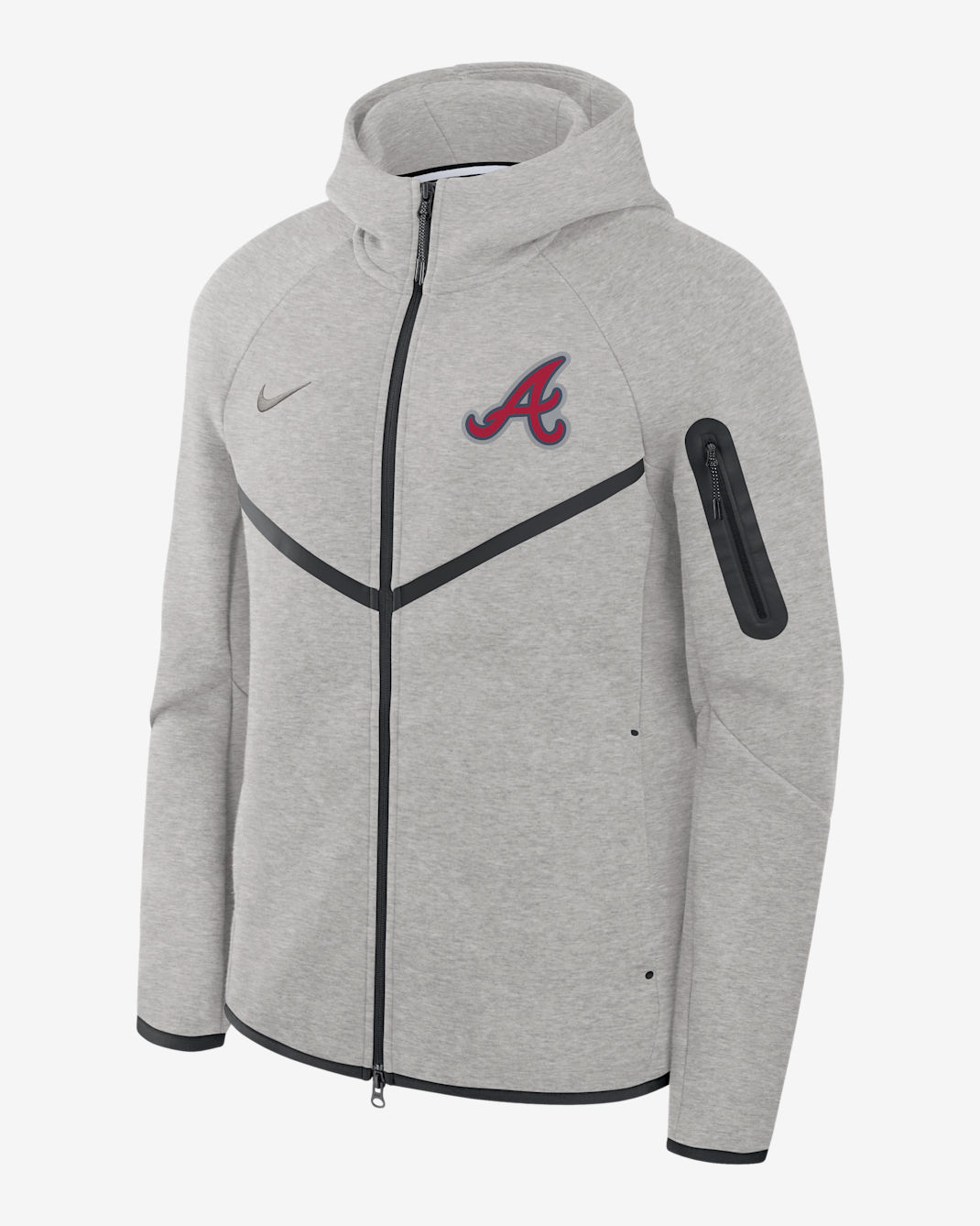 Atlanta Braves Tech Fleece Windrunner Men's Nike MLB Full-Zip Hooded Jacket - Charcoal Heather
