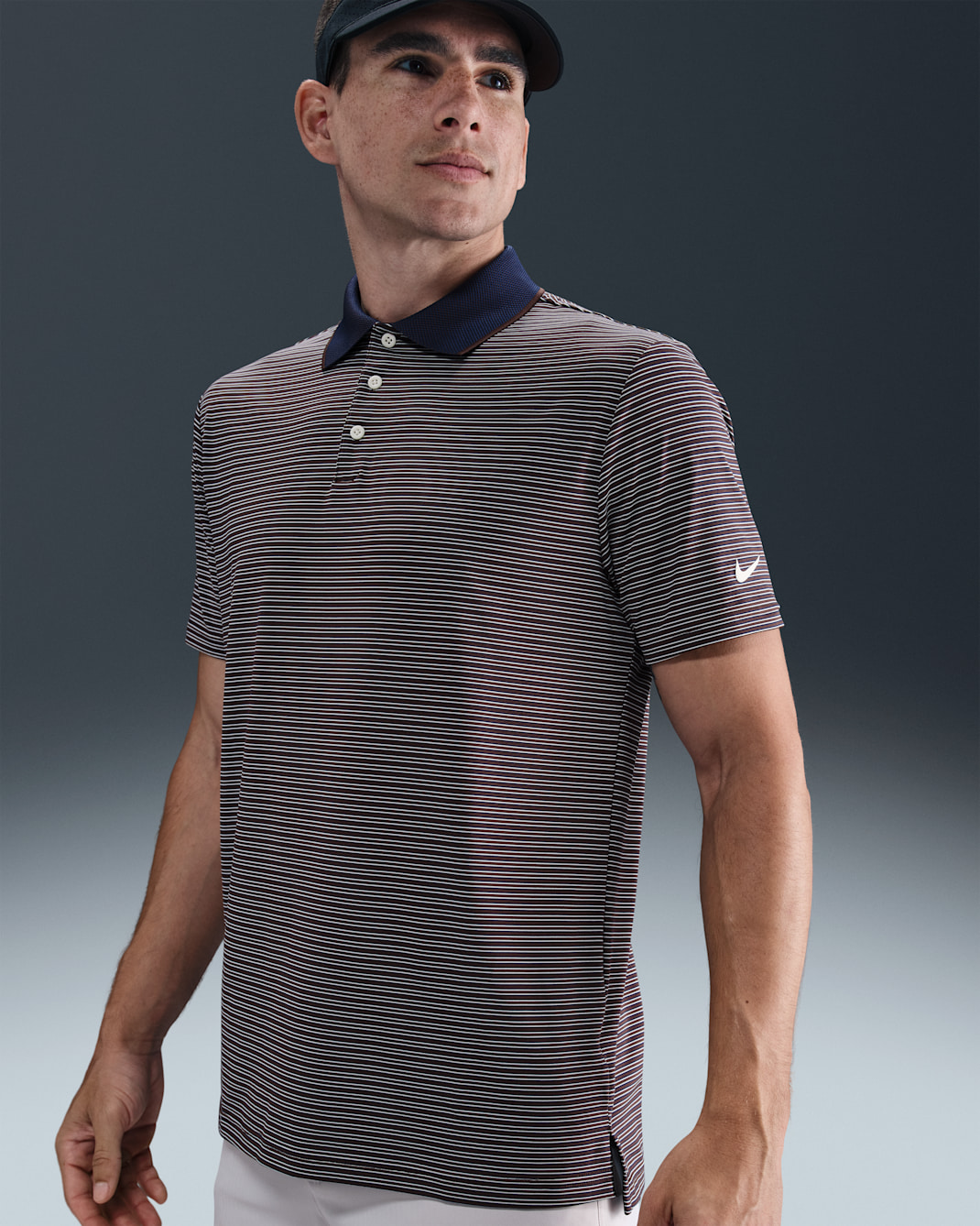 Nike Tour Men's Dri-FIT Striped Golf Polo - Baroque Brown/Pale Ivory