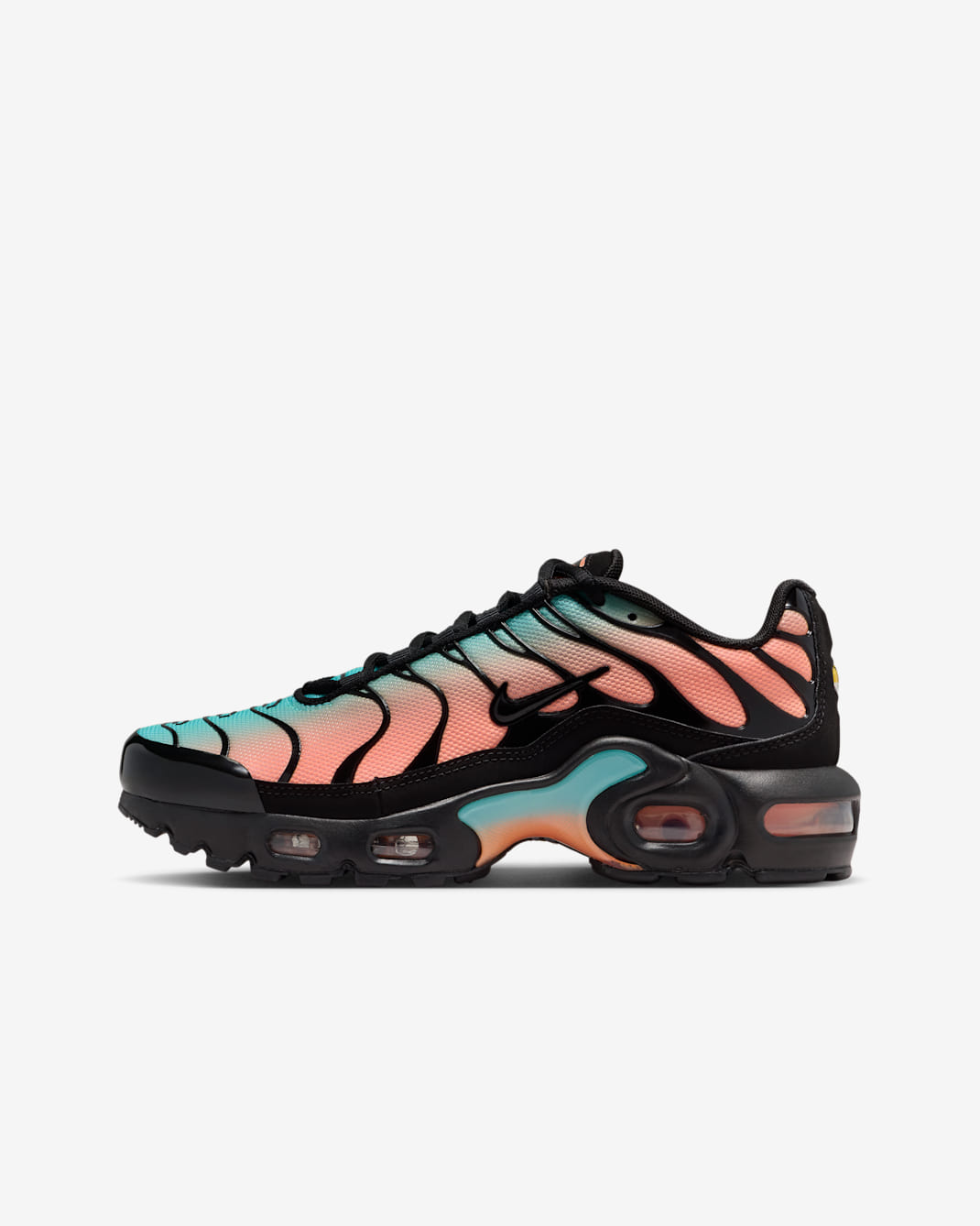 Nike Air Max Plus sko til store barn - Svart/Aurora Green/Orange Pulse/Svart