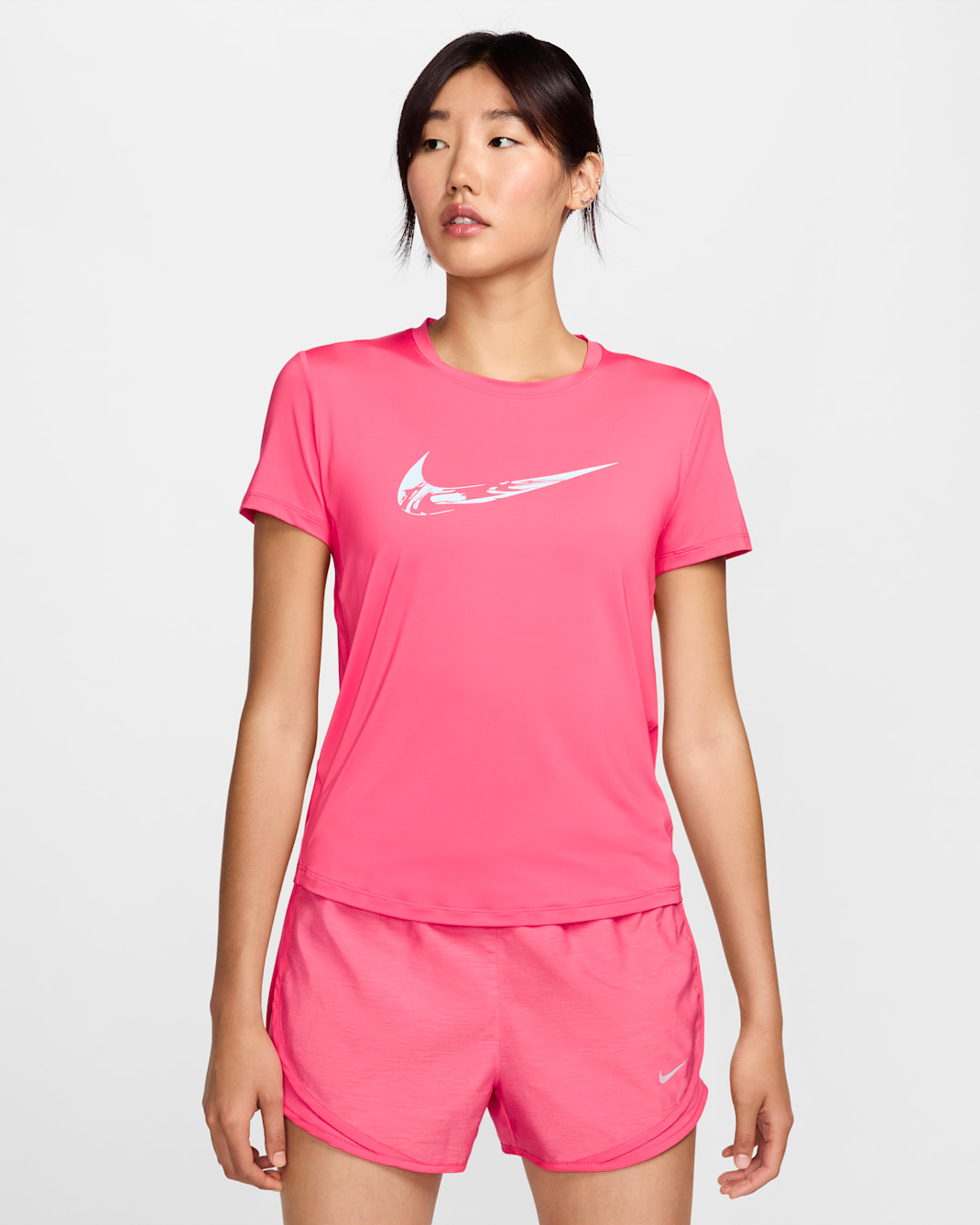 Nike One Women's Dri-FIT Short-Sleeve Graphic Running Top - Aster Pink/Glacier Blue