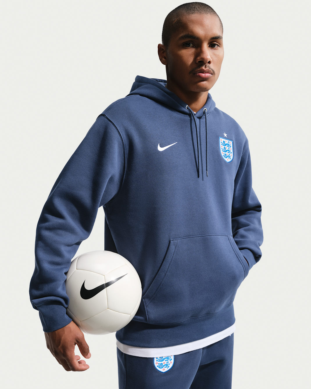 England Club Men's Nike Football Pullover Hoodie - Midnight Navy/White