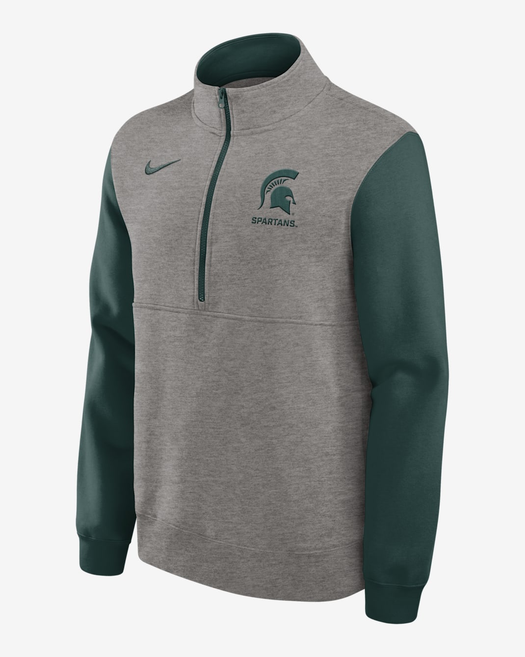 Michigan State Club Men's Nike College 1/2-Zip Crew - Grey Heather