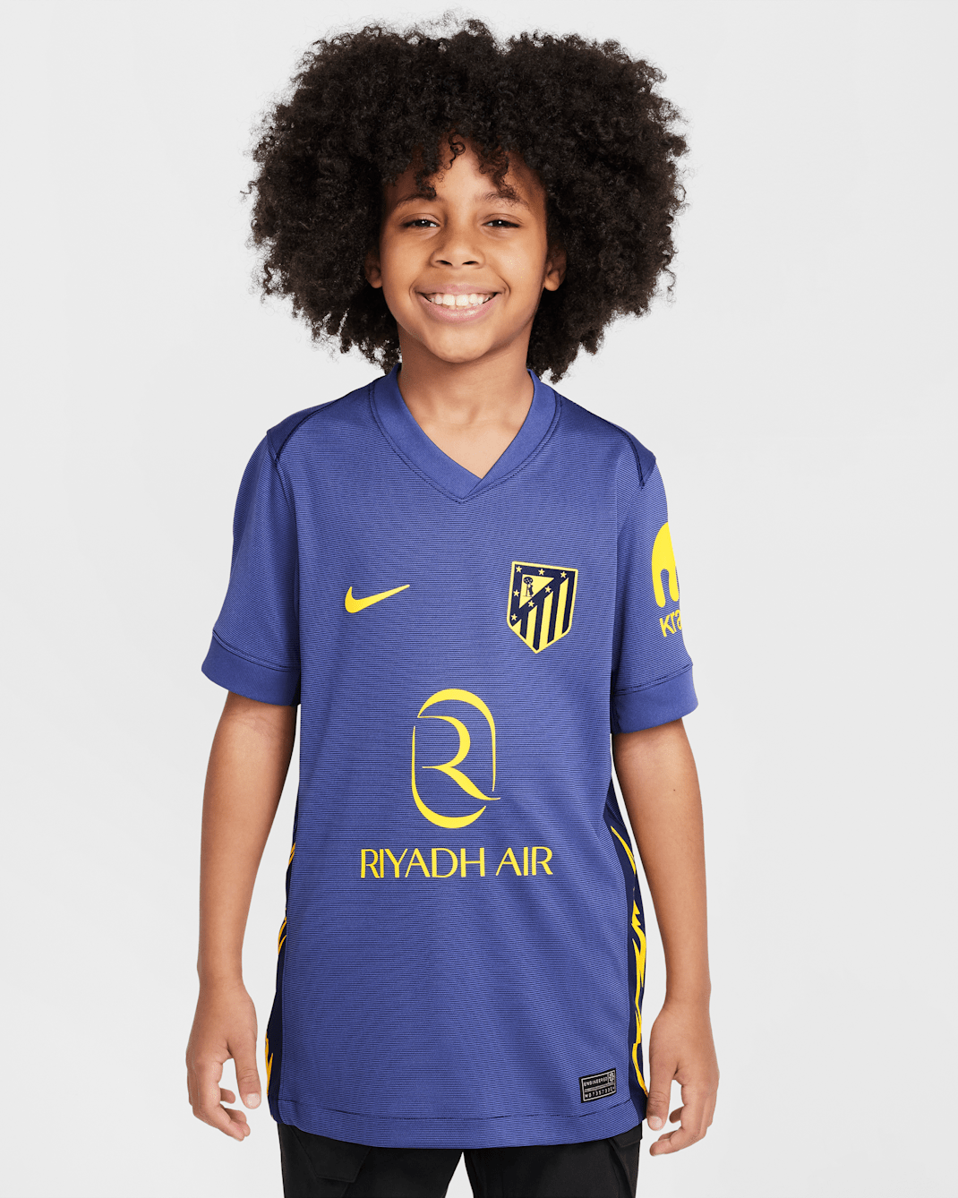 Atlético Madrid 2025/26 Stadium Uit Nike Dri-FIT replicavoetbalshirt voor kids - Binary Blue/Dark Purple Dust/Vibrant Yellow