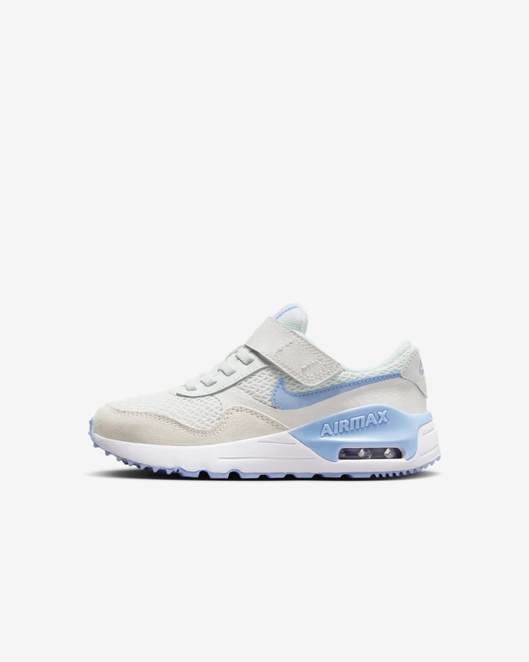 Tenis para niños de preescolar Nike Air Max SYSTM - Blanco cumbre/Blanco/Platino puro/Cobalto felicidad