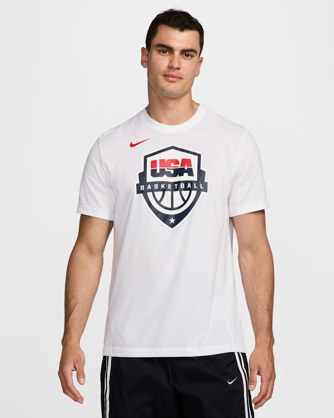 Pánské basketbalové tričko USAB Nike Dri-FIT - Bílá/Bílá/Sport Red