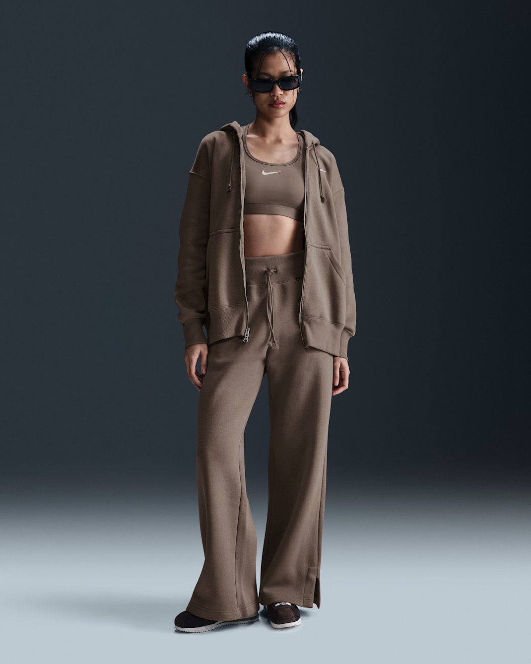 Nike Sportswear Phoenix Fleece Women's High-Waisted Wide-Leg Sweatpants - Mink Brown/Sail