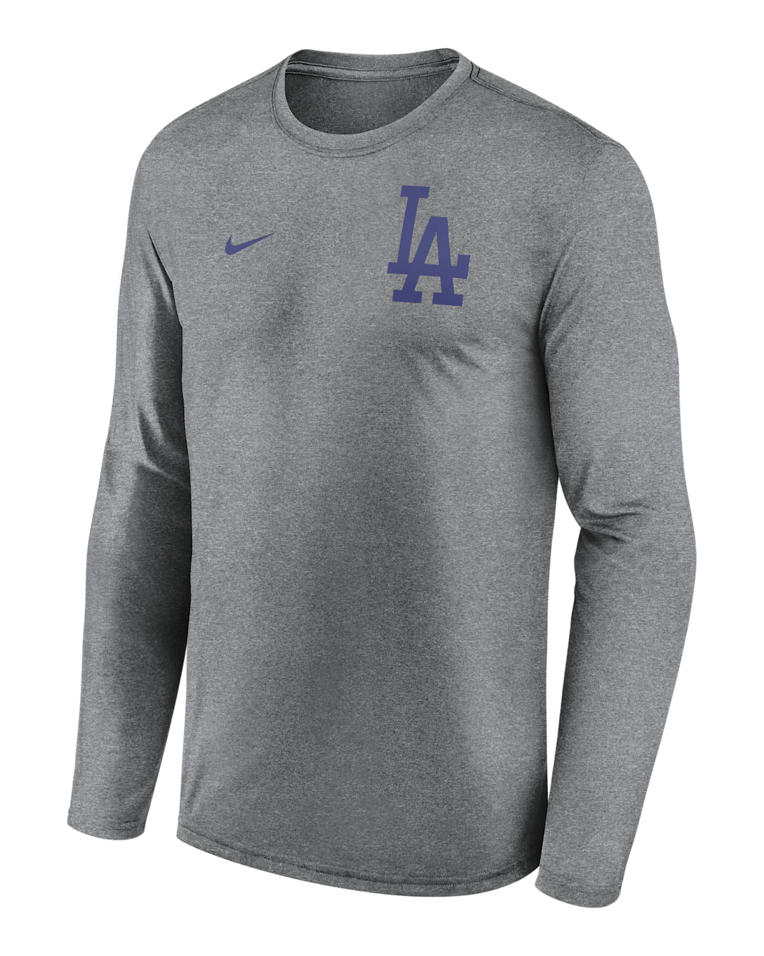 Playera de manga larga Nike Dri-FIT de la MLB para hombre Los Angeles Dodgers 2-Hit Legend - Carbón jaspeado