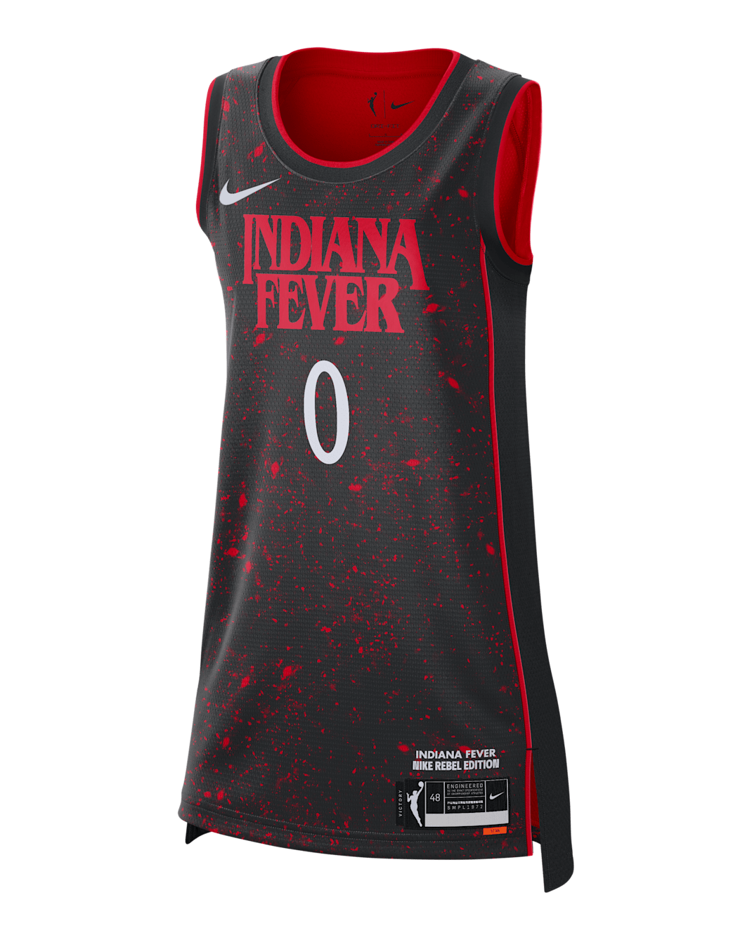 Kelsey Mitchell Indiana Fever x Stranger Things 2025 Rebel Edition Women’s Nike Dri-FIT WNBA Victory Jersey - Black/University Red