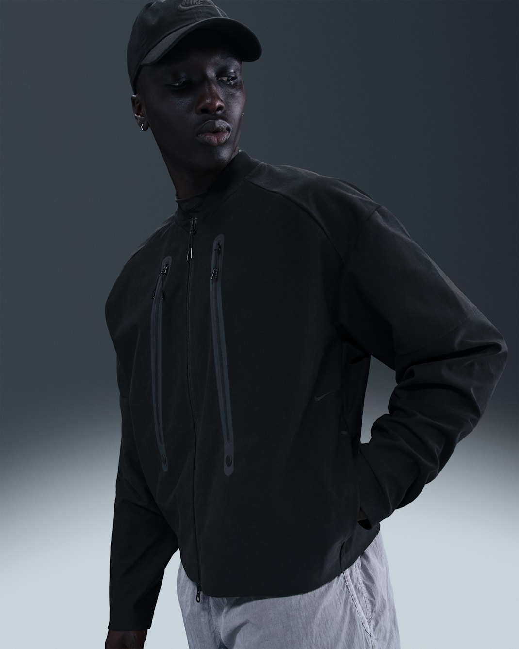 Nike Tech Men's Dri-FIT Shori Bomber Jacket - Black/Black