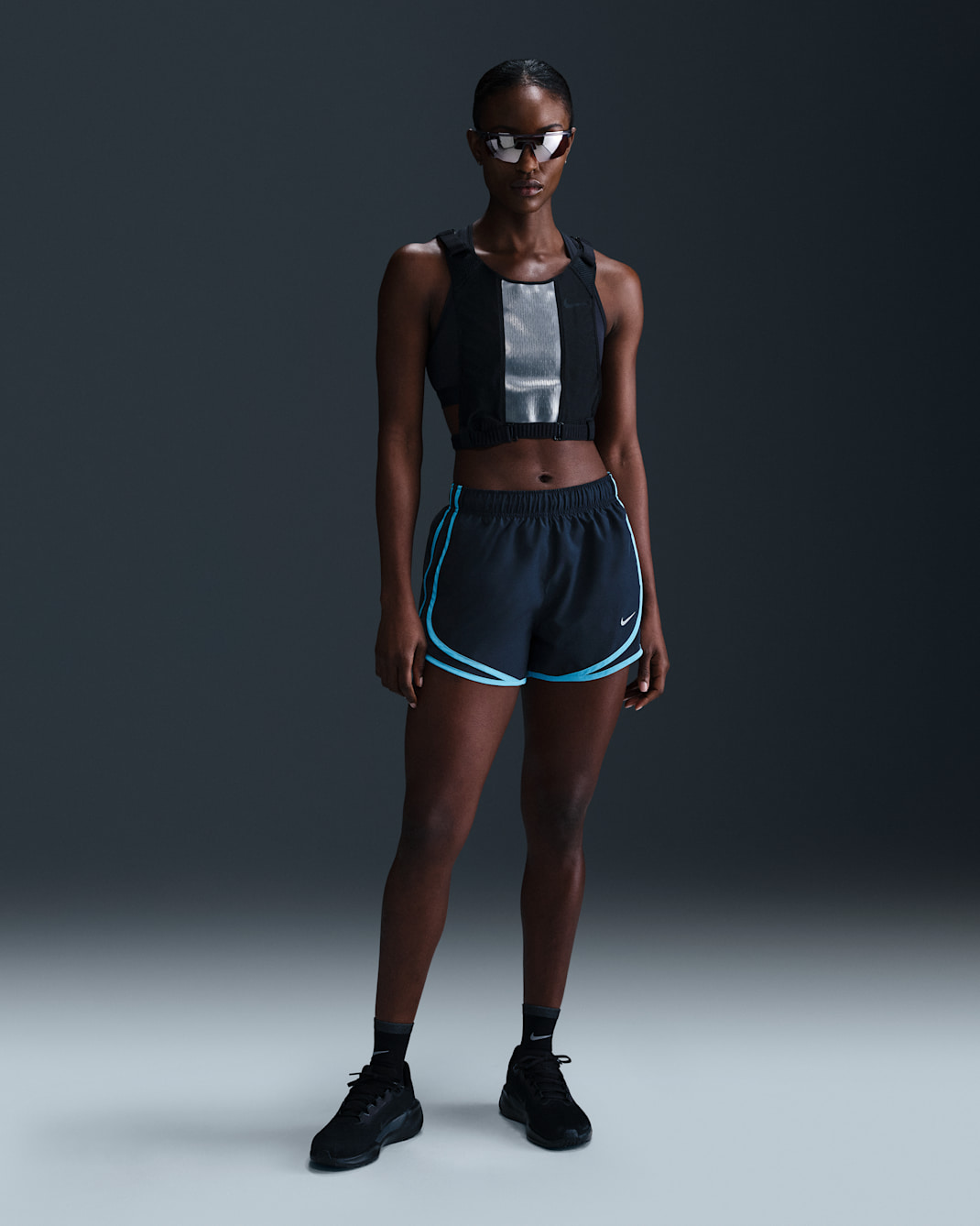 Nike Tempo Women's Dri-FIT Mid-Rise Brief-Lined Running Shorts - Armory Navy/Armory Navy/Baltic Blue