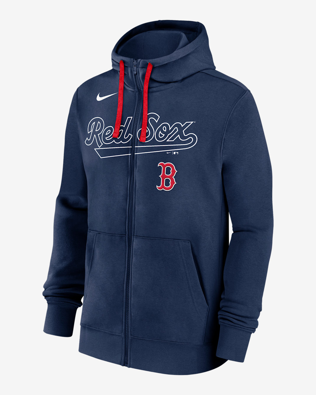 Boston Red Sox Knockout Script Men's Nike MLB Full-Zip Hoodie - Navy
