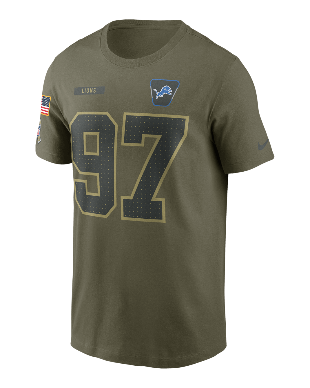 Playera Nike de la NFL para hombre Aidan Hutchinson Detroit Lions Salute To Service - Oliva