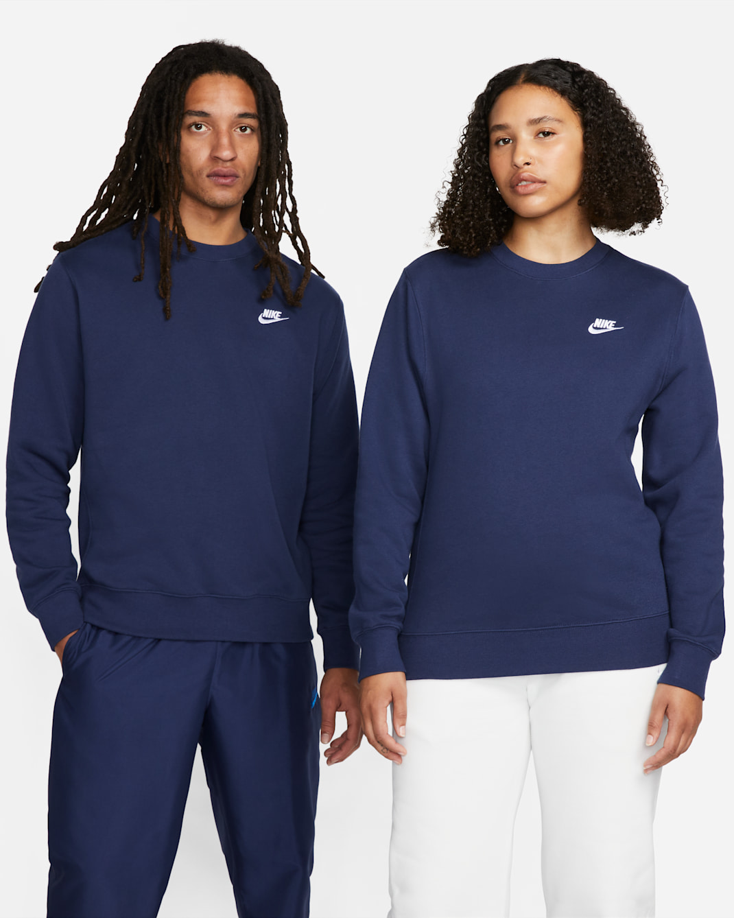 Nike Sportswear Club Fleece Men's Crew - Midnight Navy/White
