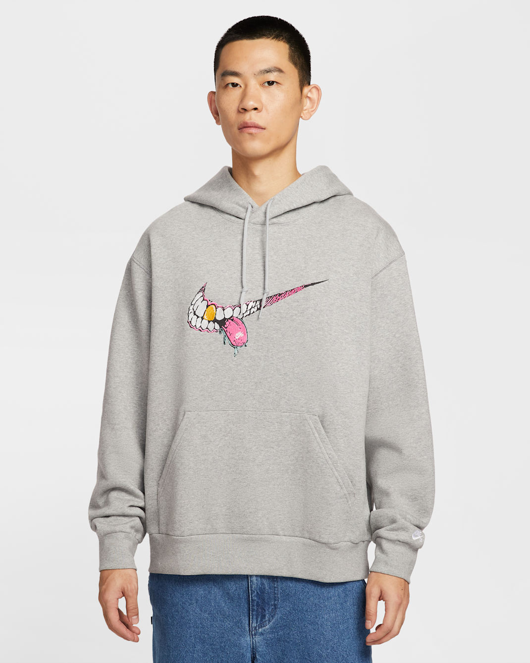 Nike SB Skate Pullover Hoodie - Dark Grey Heather/White