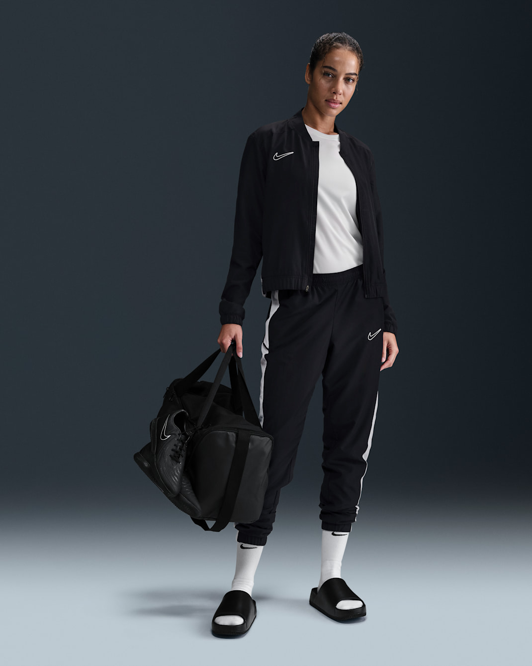 Nike Academy Dri-FIT-Fußball-Trainingsanzug aus Webmaterial (Damen) - Schwarz/Weiß/Weiß