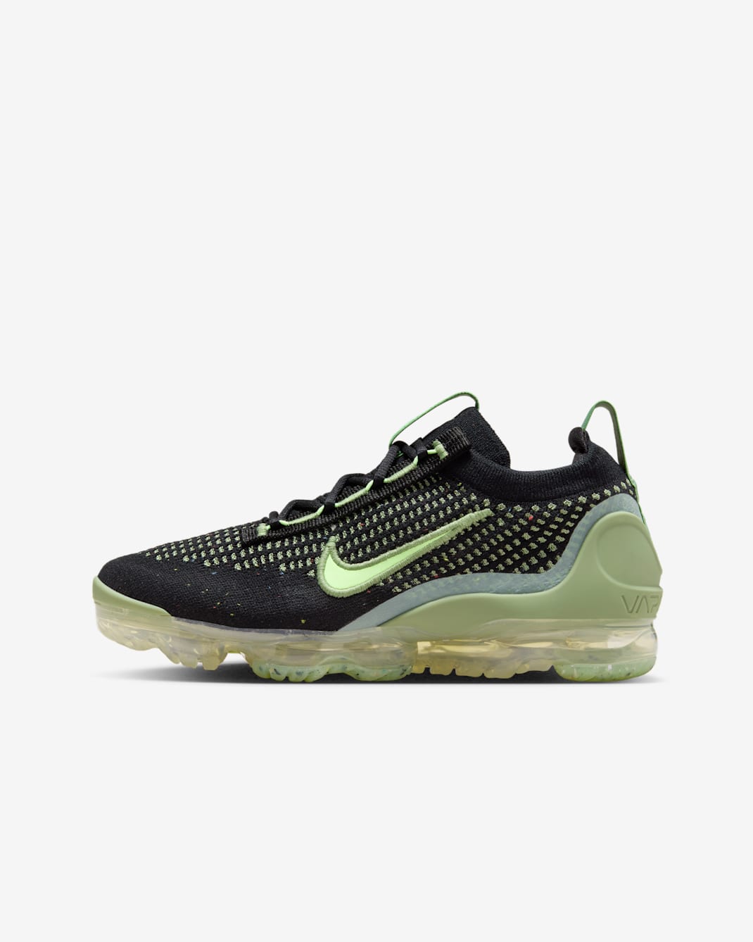Tenis para niños grandes Nike Air VaporMax 2021 FK - Negro/Verde aceite/Verde vintage/Voltio ligero