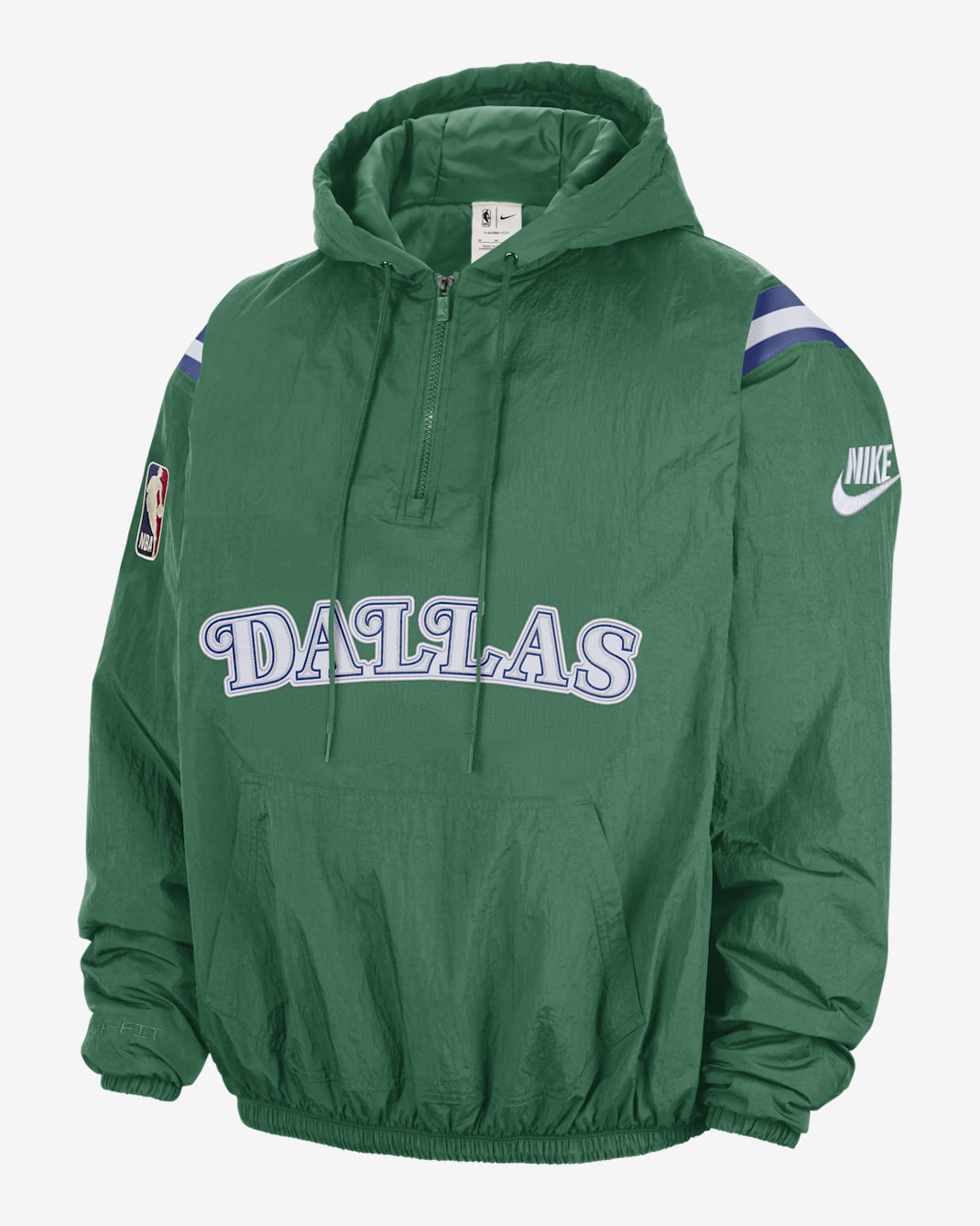 Dallas Mavericks Hardwood Clasics Men's Nike Therma-FIT NBA 1/2-Zip Hoodie - Clover/Black