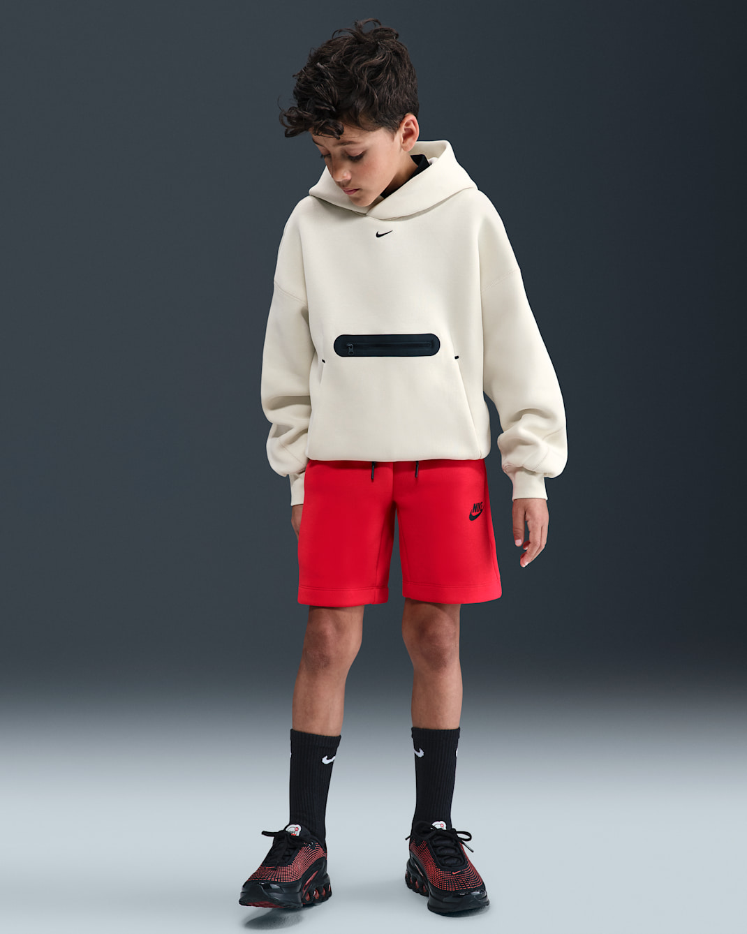 Nike Sportswear Tech Fleece Big Kids' (Boys') Shorts - University Red/Black