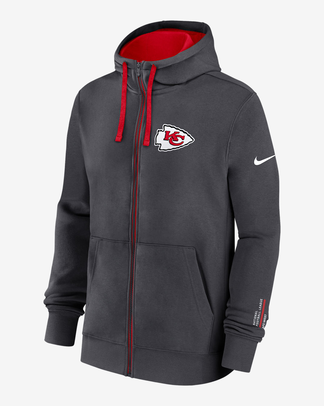 Sudadera con gorro Nike de la NFL de cierre completo para hombre Kansas City Chiefs Playbook Page Club - Antracita