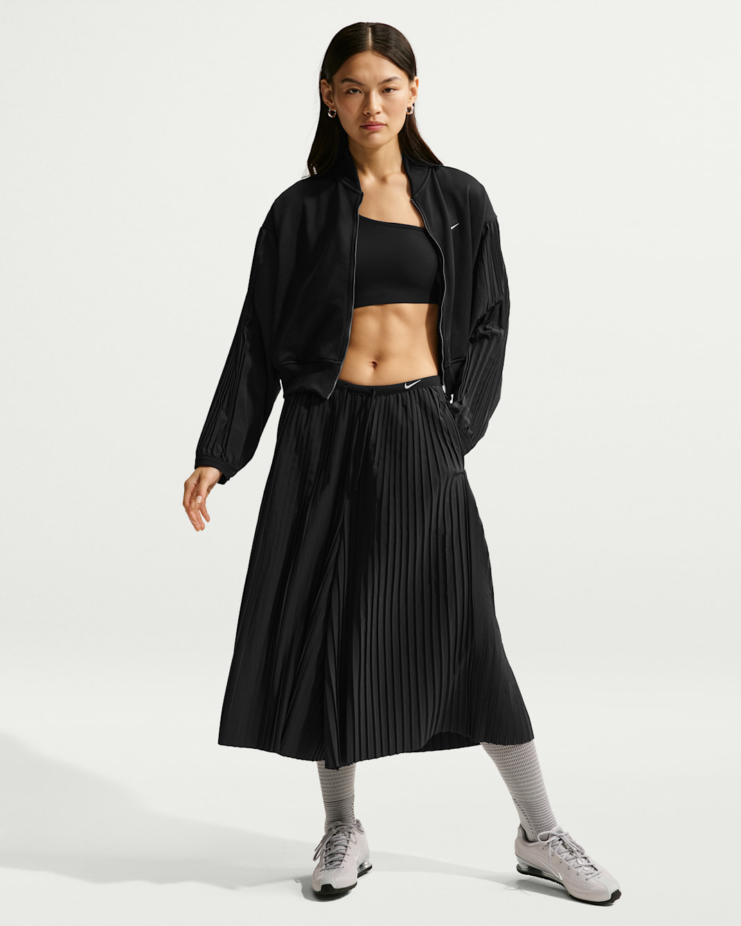 나이키 스포츠웨어 여성 오버사이즈 미드라이즈 퀼로트 팬츠 - 블랙/세일