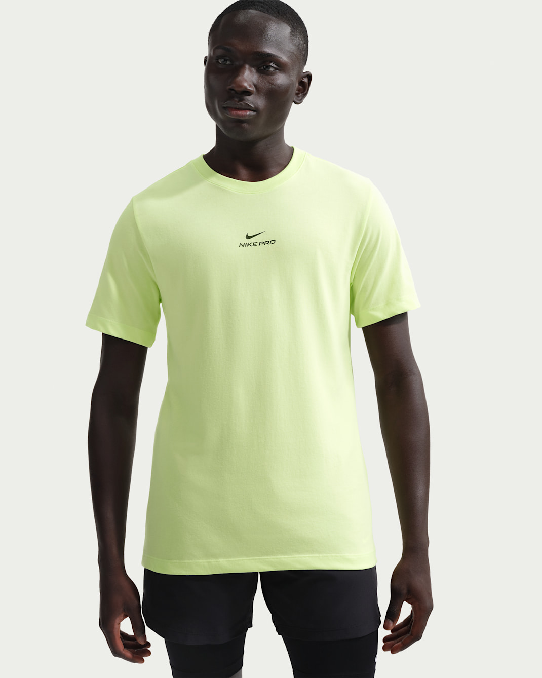 Nike Pro Men's Dri-FIT T-Shirt - Light Liquid Lime/Black