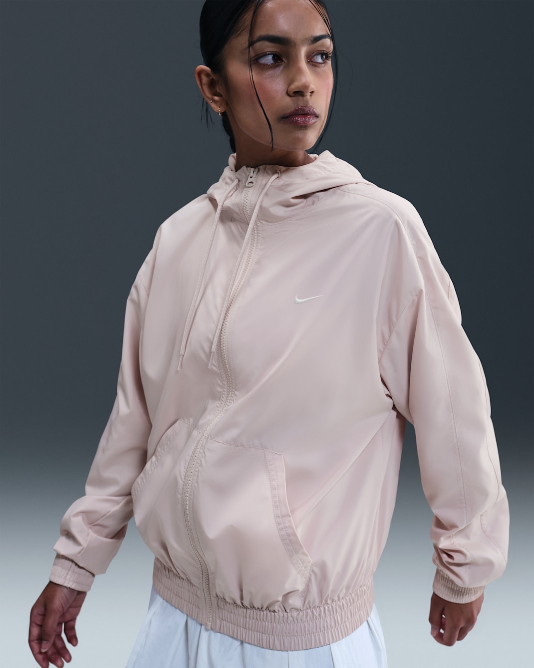 Nike Sportswear Classic Wovens Women's Loose UV Hooded Jacket - Silt Red/Sail