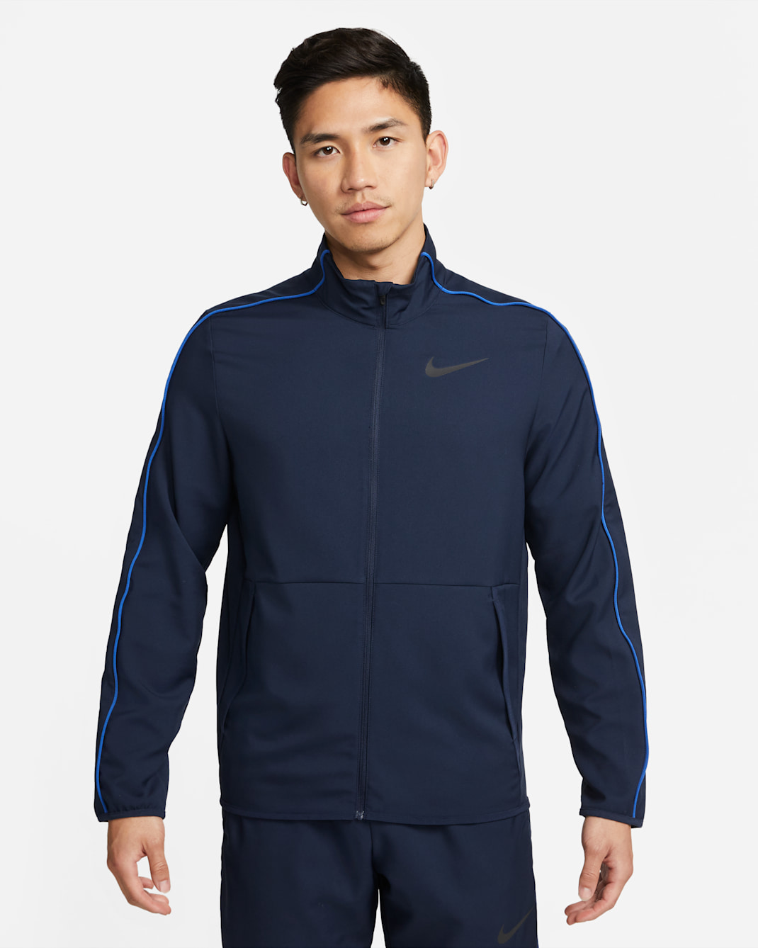 ナイキ Dri-FIT メンズ ウーブン トレーニングジャケット - オブシディアン/ゲームロイヤル/ブラック