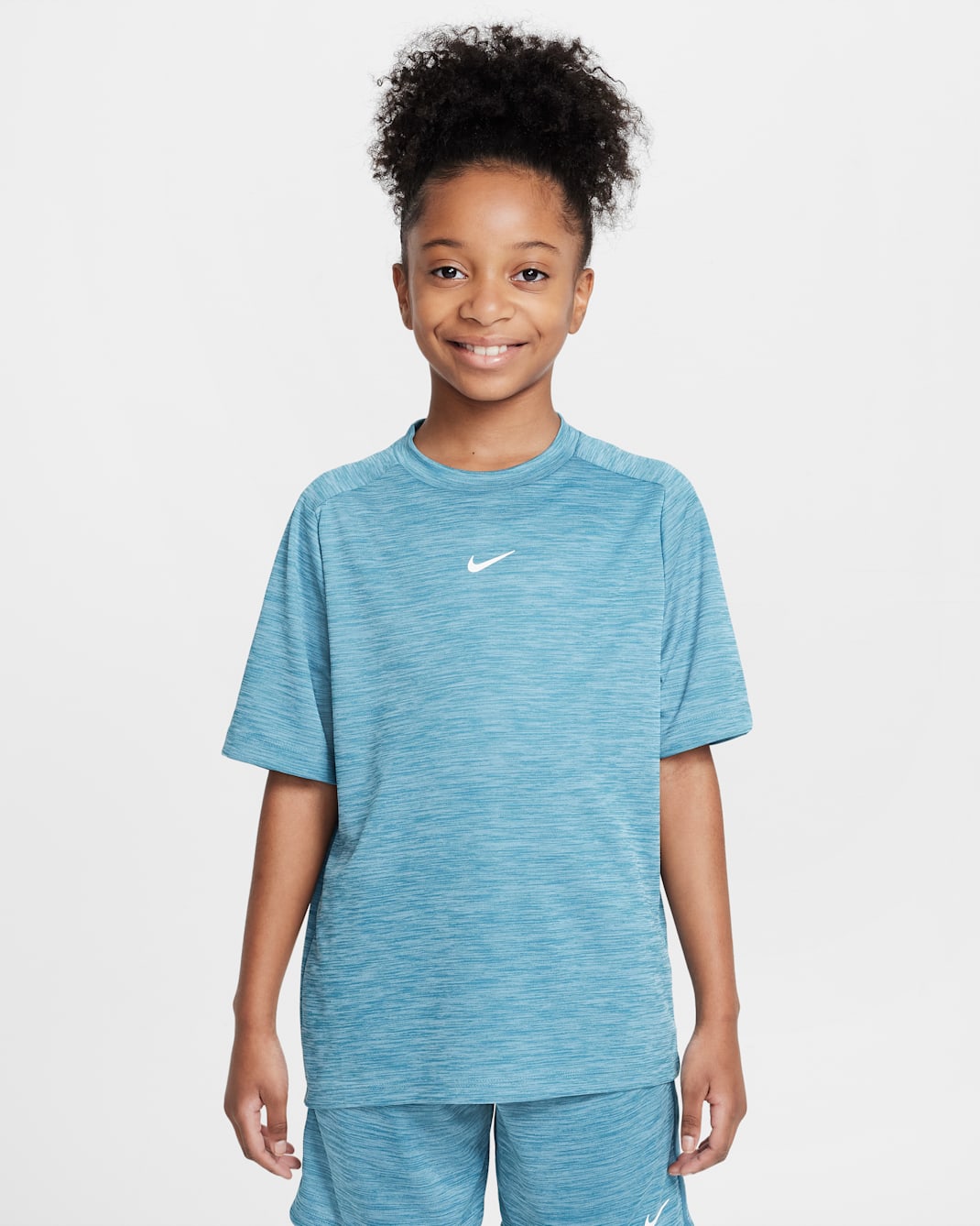 Playera de manga corta Dri-FIT para niños talla grande Nike Multi - Azul humeante/Azul militar claro/Blanco