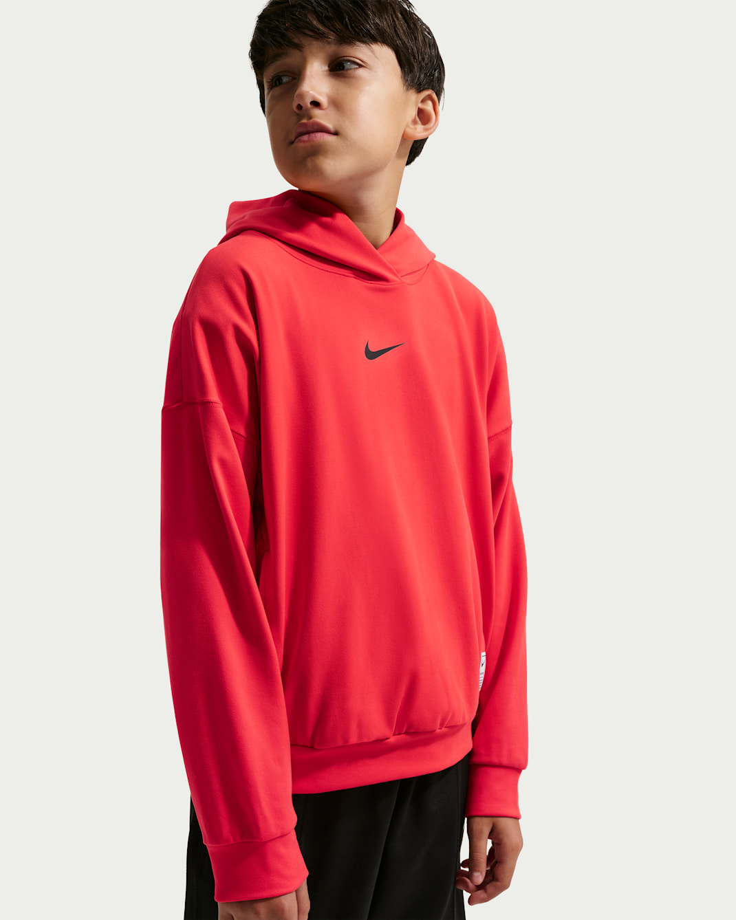 Nike Pro Big Kids' (Boys') Dri-FIT Fleece Pullover Hoodie - Light Crimson/Black