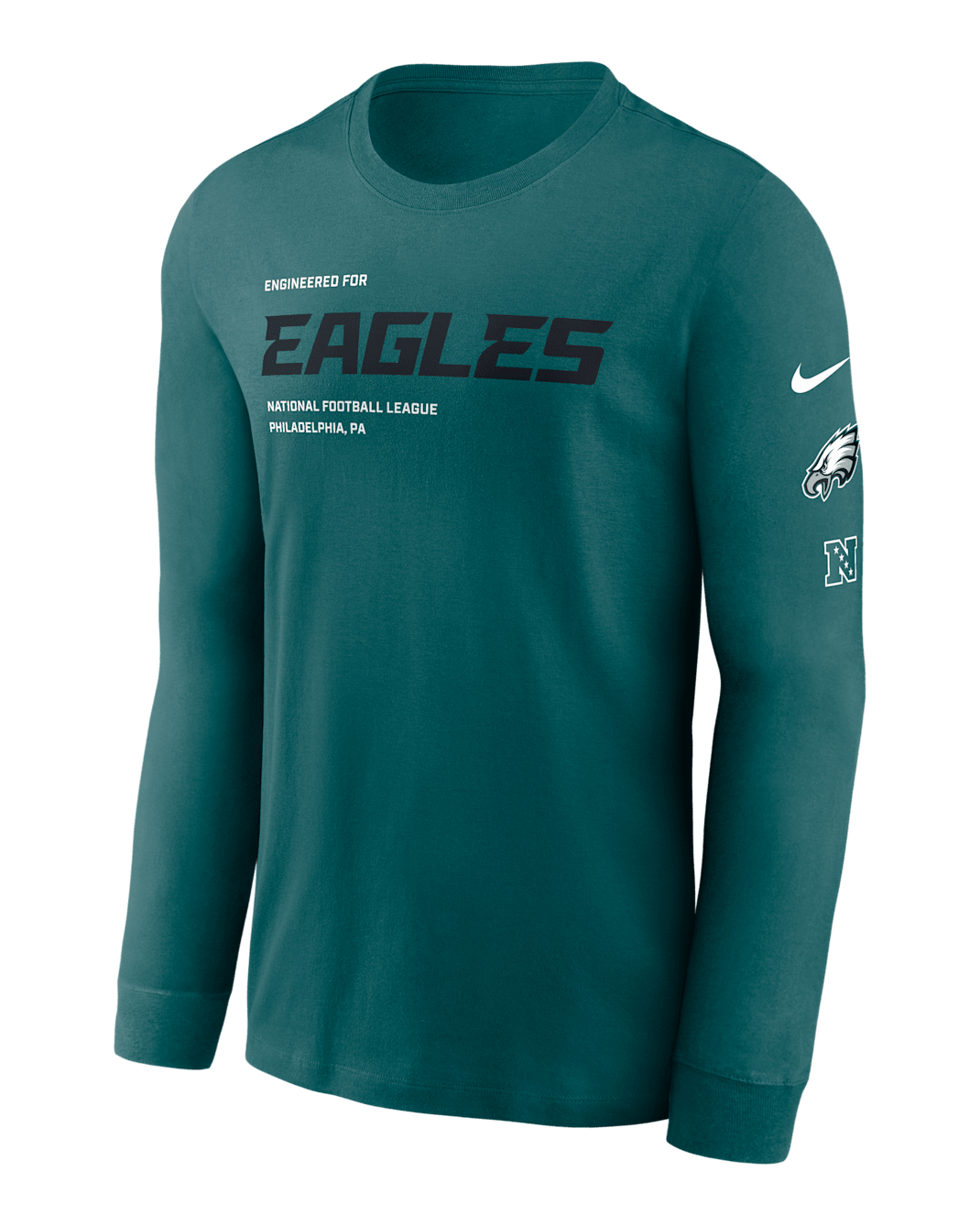 Playera de manga larga Nike de la NFL para hombre Philadelphia Eagles Play To Win Essential - Azul verdoso deportivo