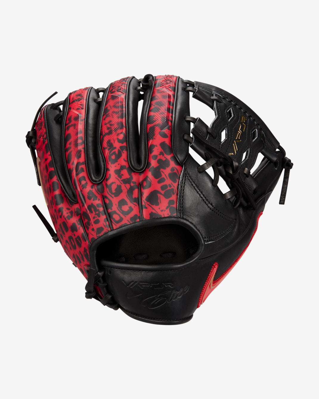 Nike Vapor Elite Baseball Infield Snake Eyes Web Fielding Glove - Right Hand Throw - Black/Black/Bright Crimson