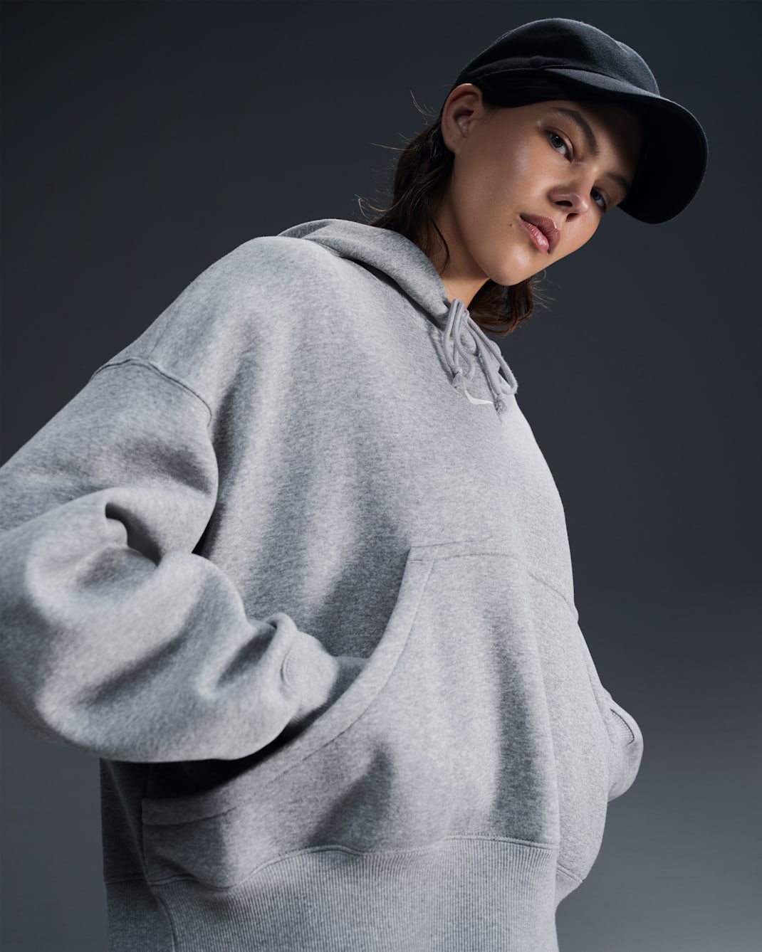 Nike Sportswear Phoenix Fleece Women's Over-Oversized Pullover Hoodie - Dark Grey Heather/Sail
