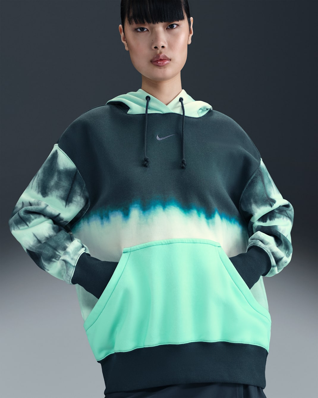 Sudadera con gorro sin cierre oversized estampada para mujer Nike Sportswear Phoenix Fleece x NorBlack NorWhite - Azul marino militar