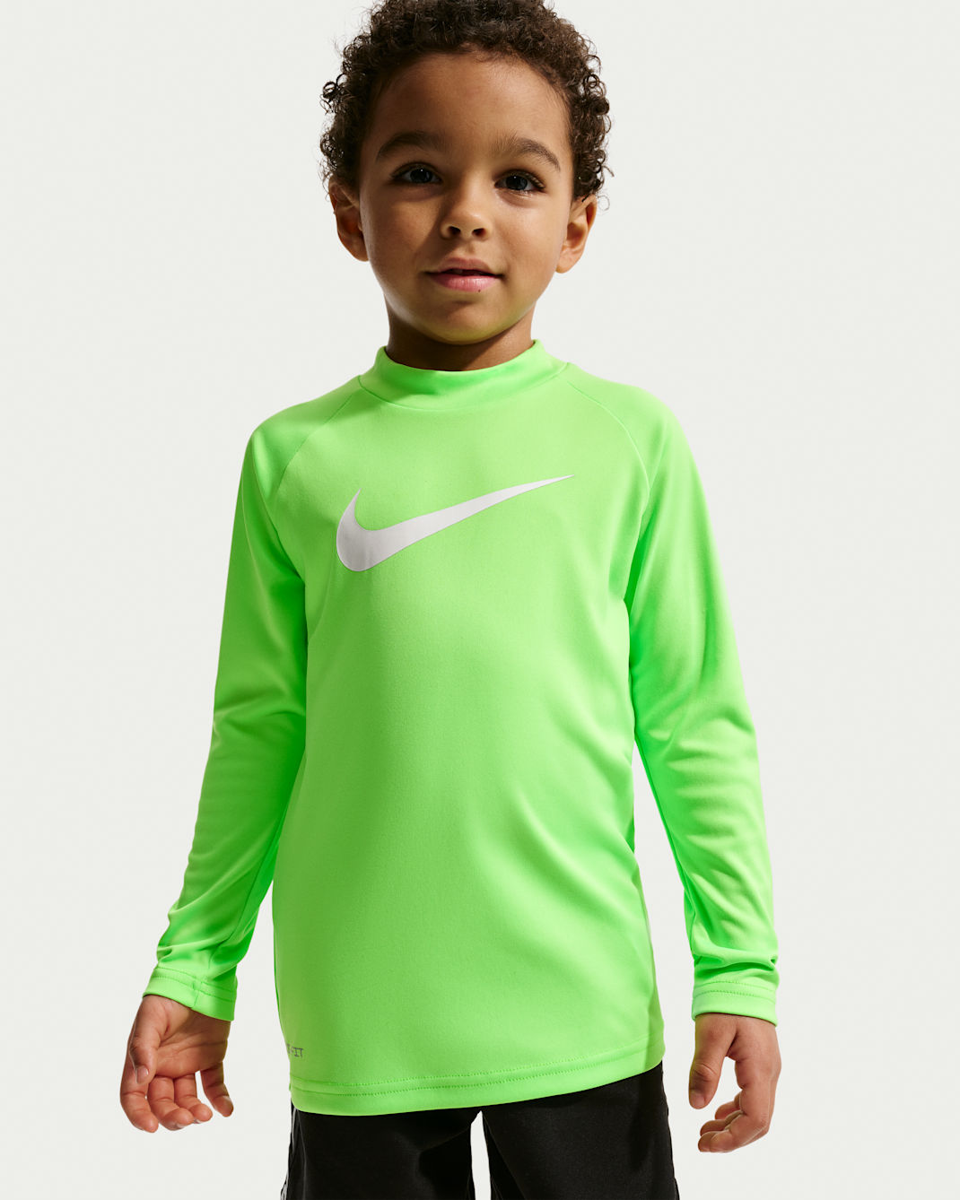 Playera de manga larga para niño talla pequeña Nike Swim Hydroguard Essential - Verde voltaje/Blanco
