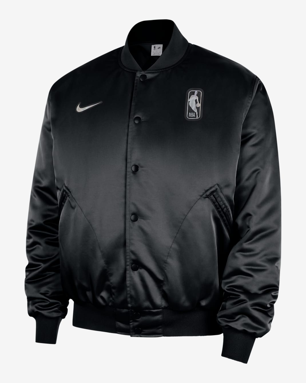 Team 31 Men's Nike NBA Full Press-Stud Bomber Jacket - Black/Black