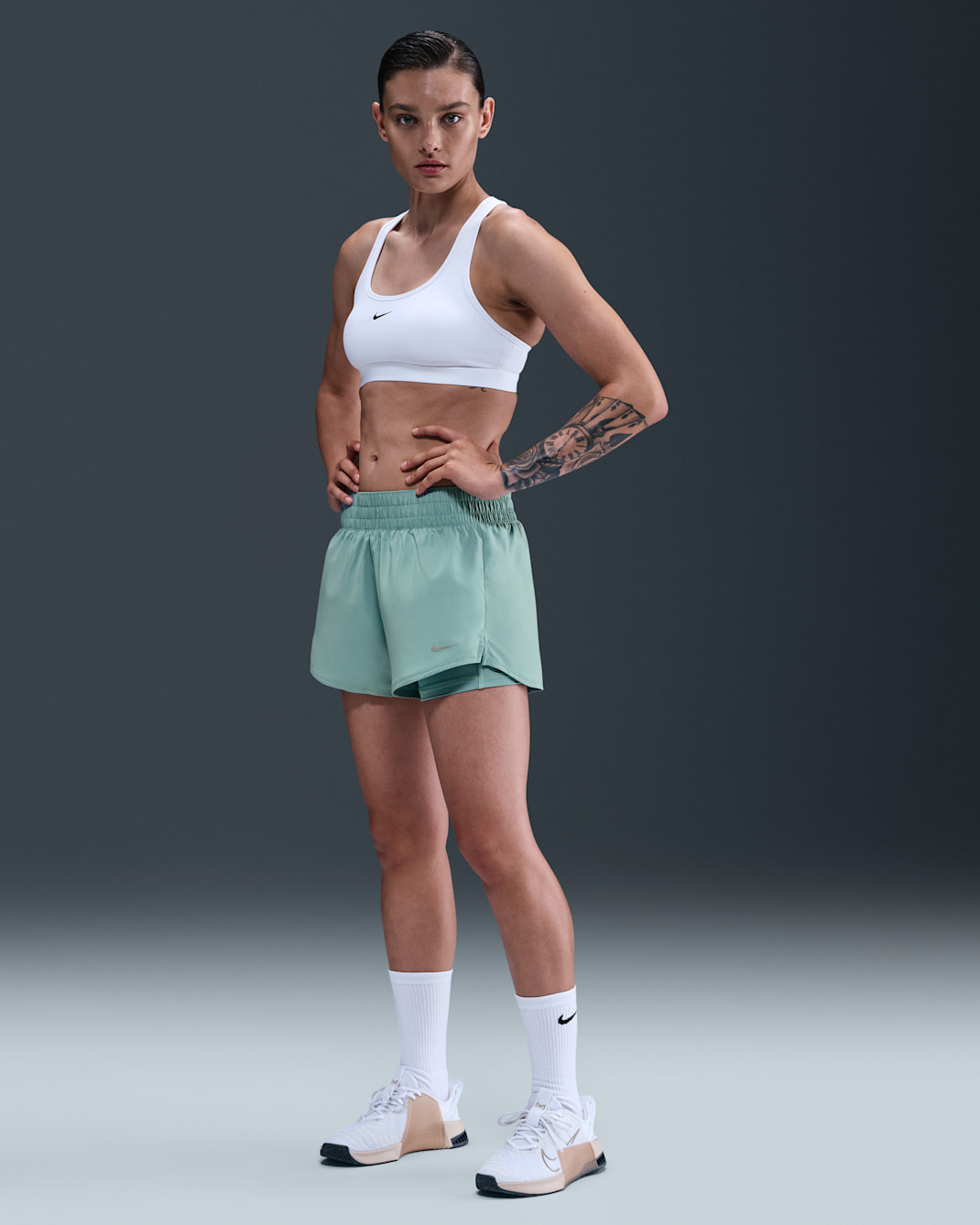 Nike One Women's Dri-FIT Mid-Rise 8cm (approx.) 2-in-1 Shorts - Cannon/White