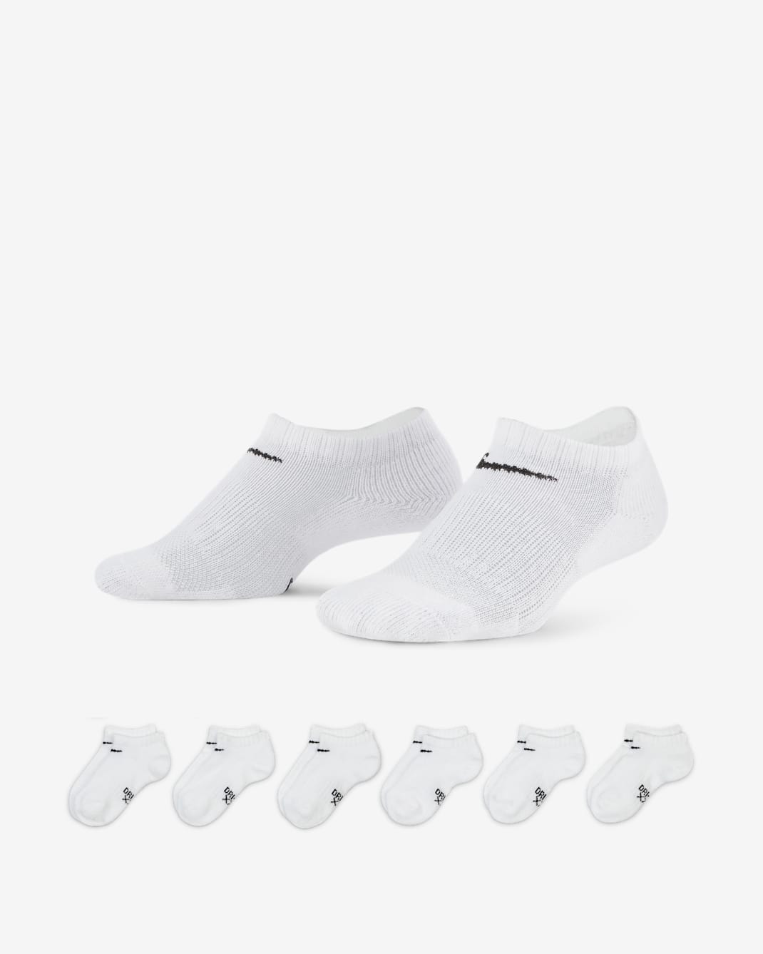 Nike Dri-FIT Performance Basics Big Kids' No-Show Socks (6 Pairs) - White