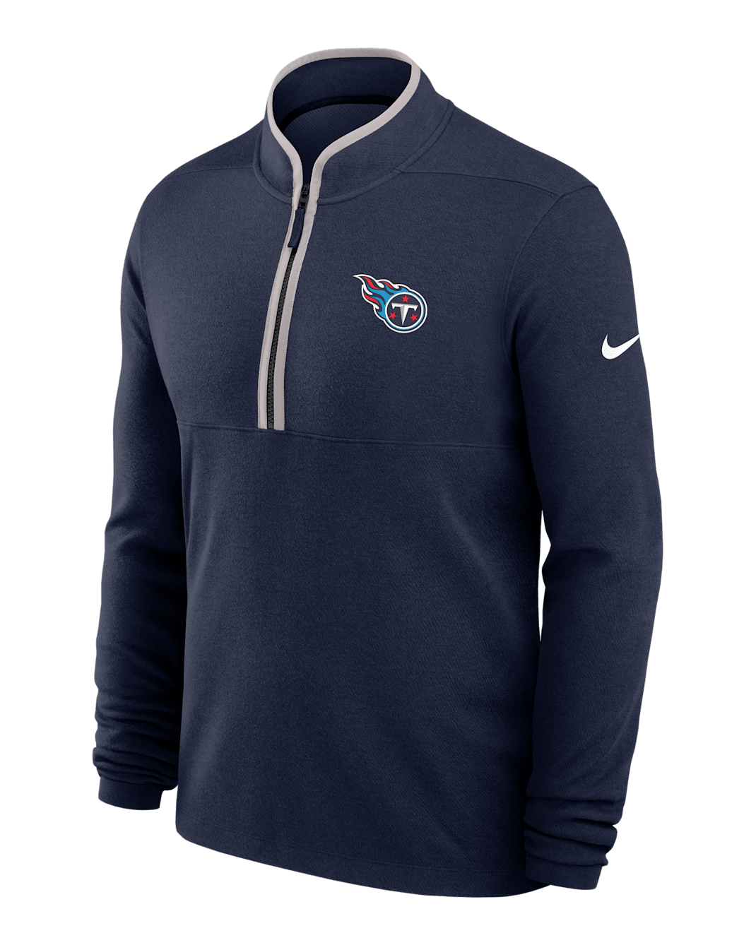 Playera de manga larga Nike Dri-FIT de la NFL de medio cierre para hombre Tennessee Titans Logo Victory - Azul marino